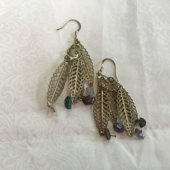 Goldtone Feather Earrings  - Picture 3 of 4